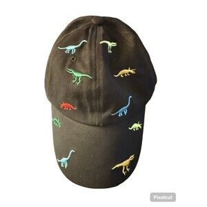 Kids Dinosaur Baseball Cap Embroidered Dino Hat Adjustable Khaki Youth Cap New